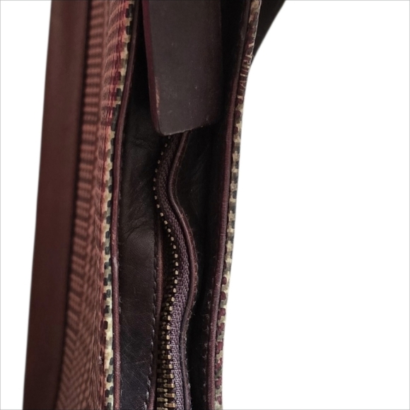 Ralph Lauren Elegant Brown Houndstooth Shoulder Bag Vintage 9"H 11-1/2"W 3"D - Picture 3 of 13